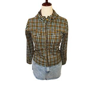 Burton Womens Soft Shell Jacket Houndstooth Zip Front Size Medium